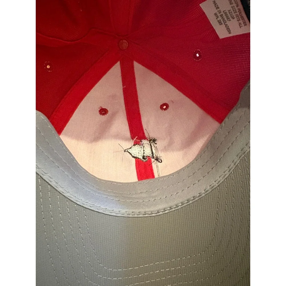 Imperial True Fit Red Performance Hat BF Flag Logo UPF 50+ Adjustable Cap X210P